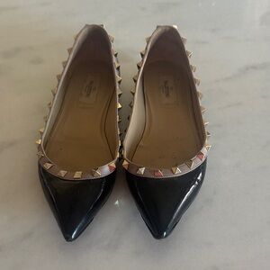 Valentino Black Patent Studded Flats